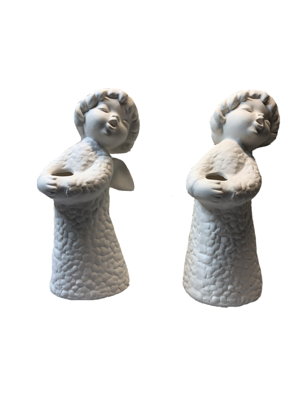 2 Piece Lot Goebel White Bisque ANGEL Figure Gra 257 West Germany Candle Holder